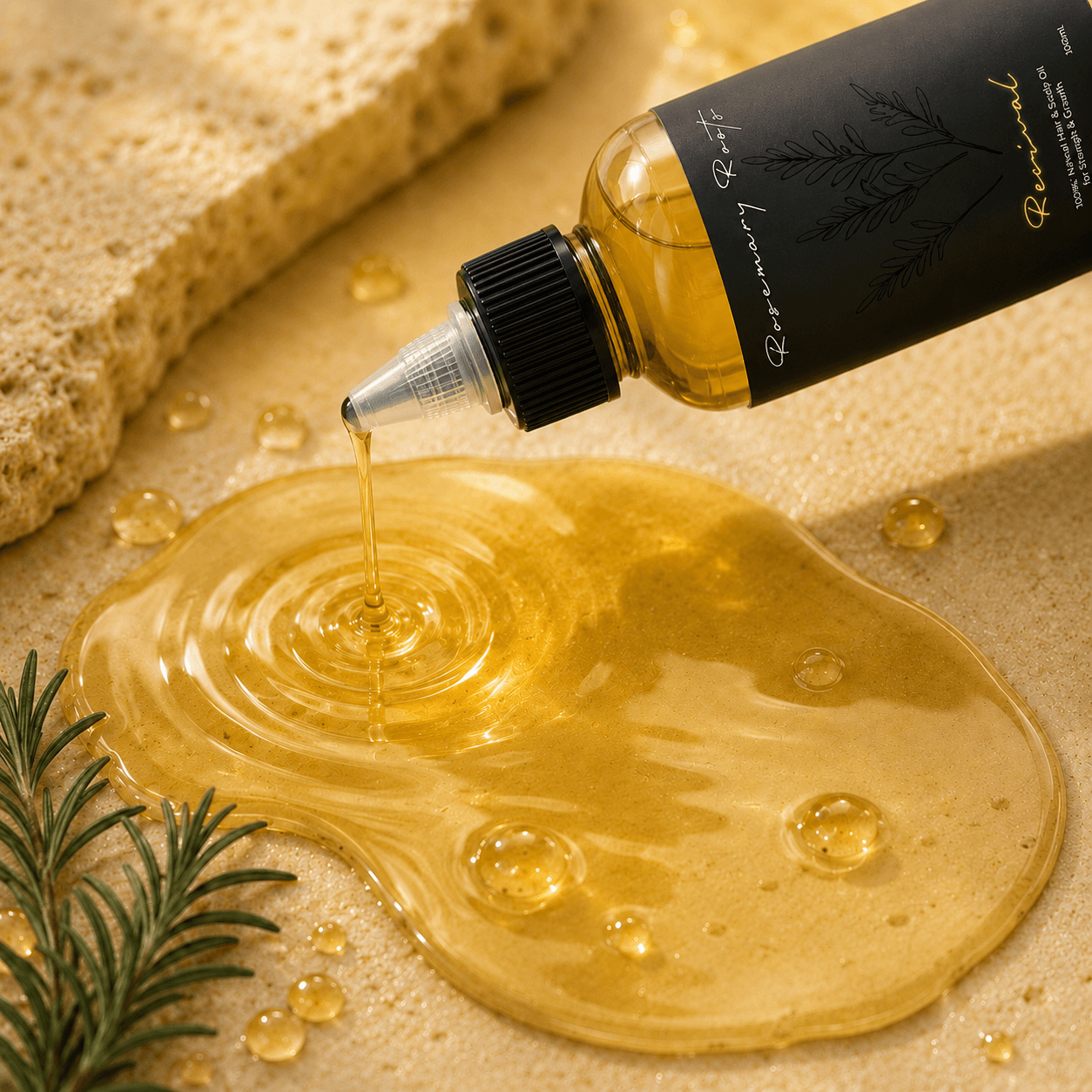 Close-up of nourishing hair oil texture