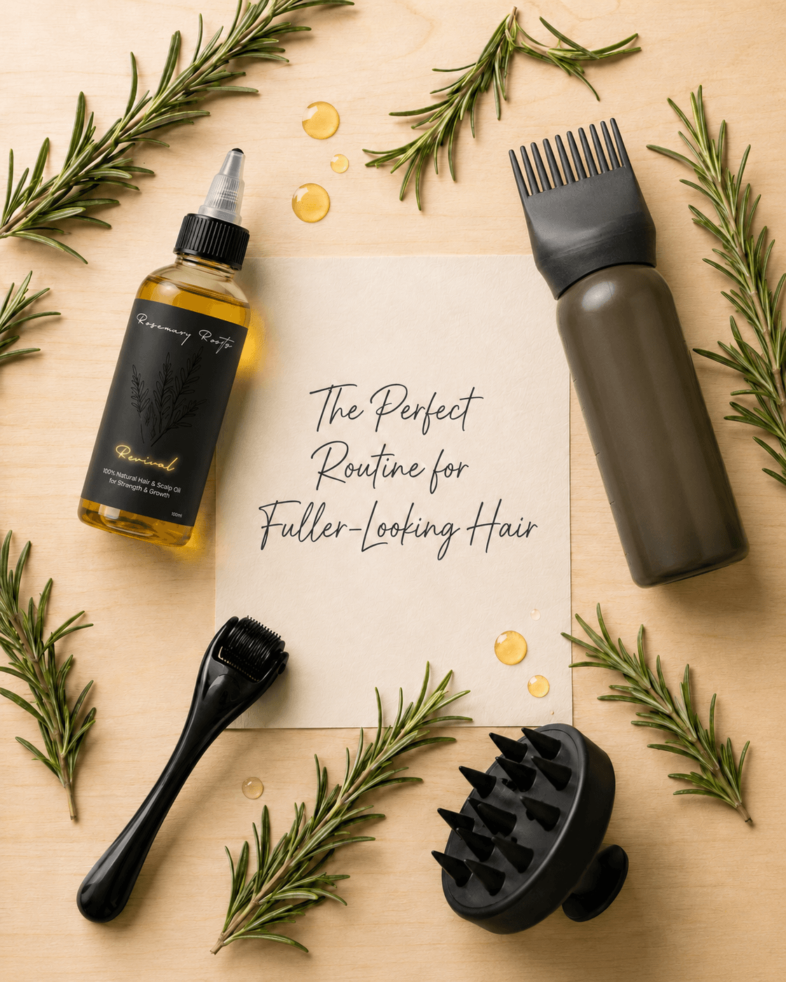 Rosemary Roots oils and tools arranged as a complete ritual